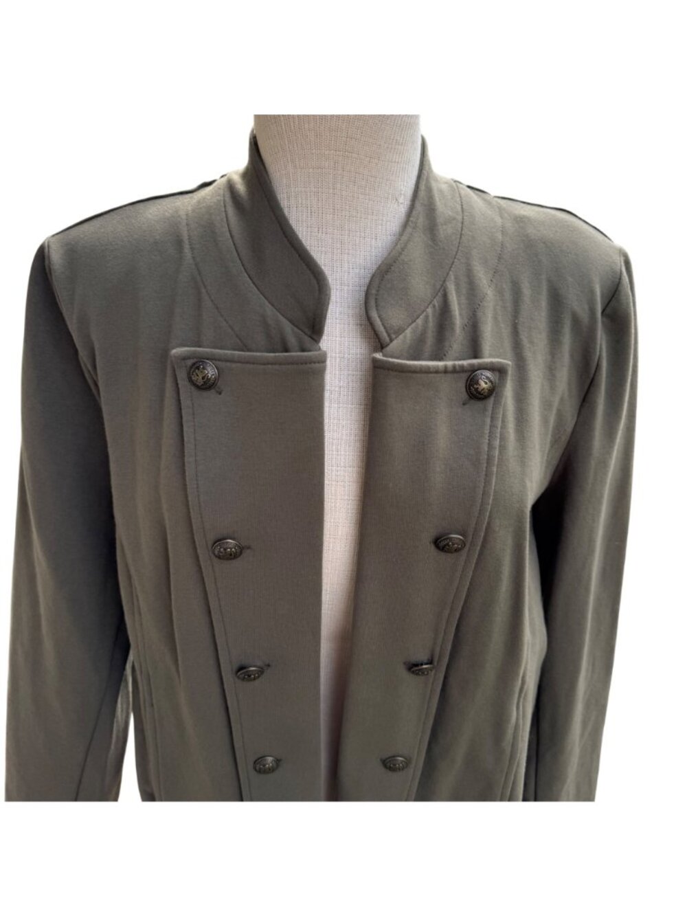 Tommy Hilfiger Women Band Jacket Olive Green XL Cotton Blend Double Breasted New - Picture 10 of 15